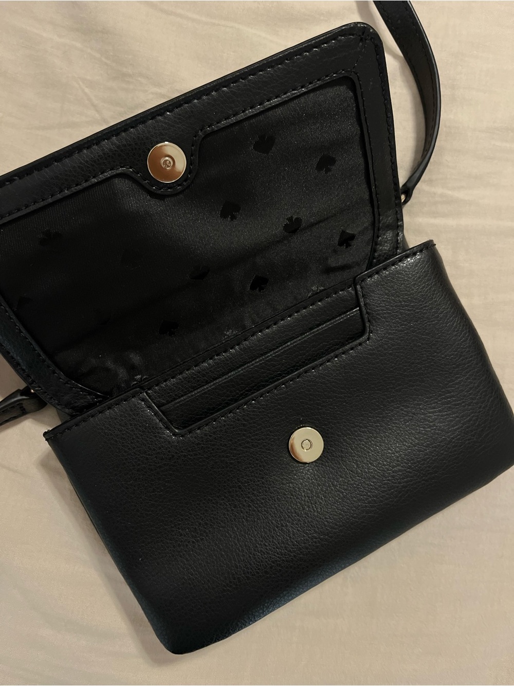 Kate Spade Black Leather Crossbody Wallet Bag with Gold Logo - Picture 4 of 5